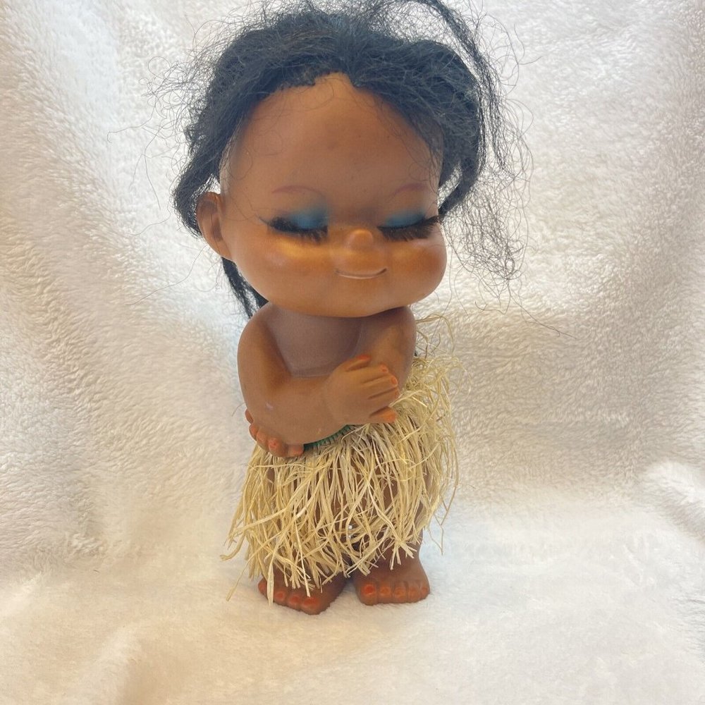 Hawaiian Hula Doll Vintage Sun Bunny Grass‎ Skirt Hong Kong Tiki Bar Luau Decor